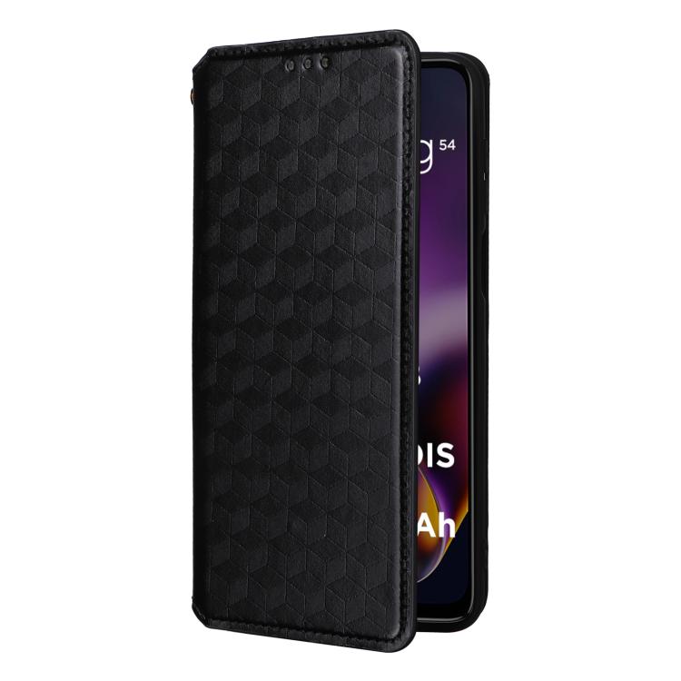 For Motorola Moto G64 5G / G64y 5G / G54 5G Cubic Grid Texture Flip Leather Phone Case