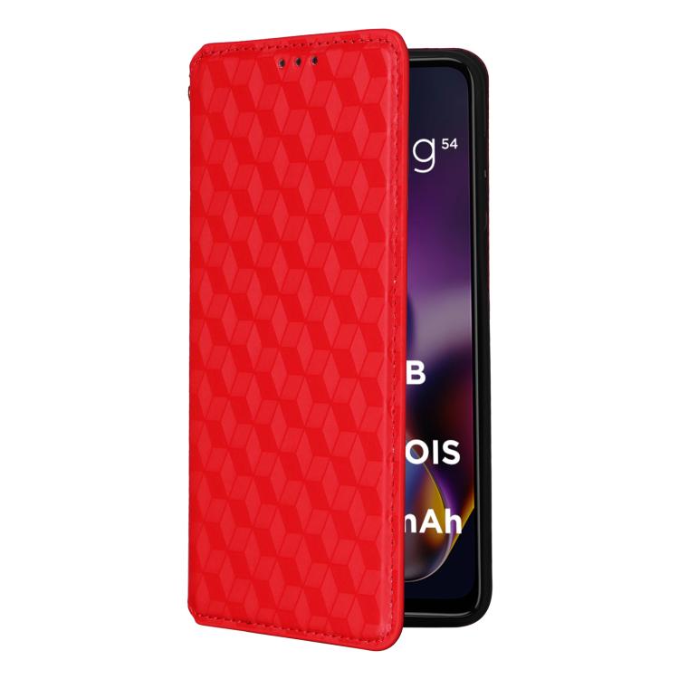 For Motorola Moto G64 5G / G64y 5G / G54 5G Cubic Grid Texture Flip Leather Phone Case