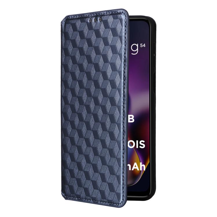For Motorola Moto G64 5G / G64y 5G / G54 5G Cubic Grid Texture Flip Leather Phone Case