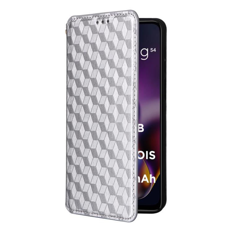 For Motorola Moto G64 5G / G64y 5G / G54 5G Cubic Grid Texture Flip Leather Phone Case