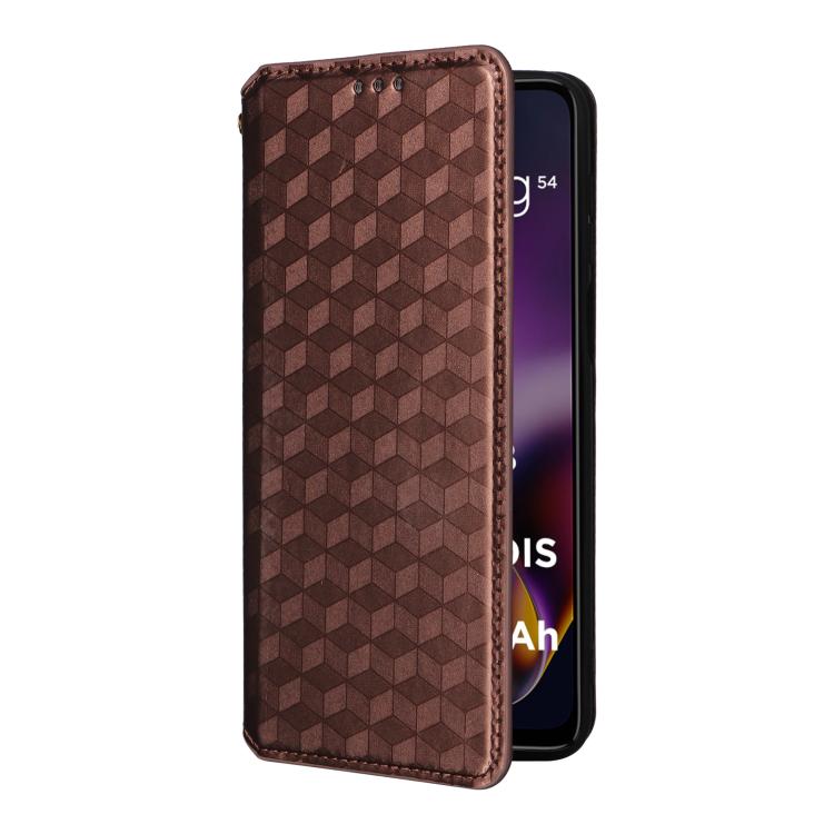 For Motorola Moto G64 5G / G64y 5G / G54 5G Cubic Grid Texture Flip Leather Phone Case