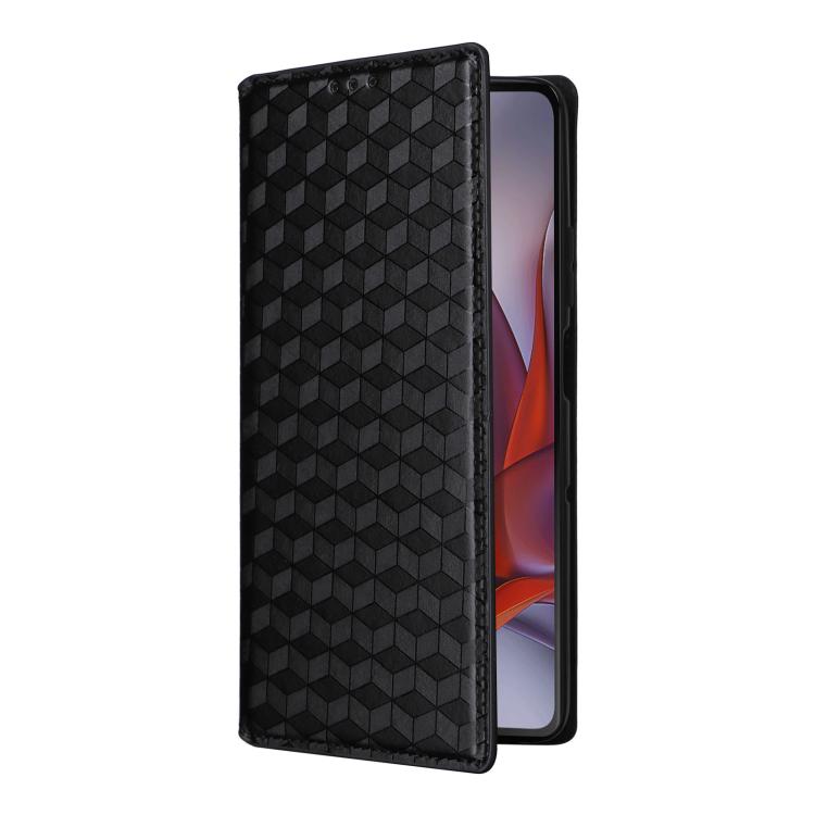 For Motorola Moto G75 5G Cubic Grid Texture Flip Leather Phone Case