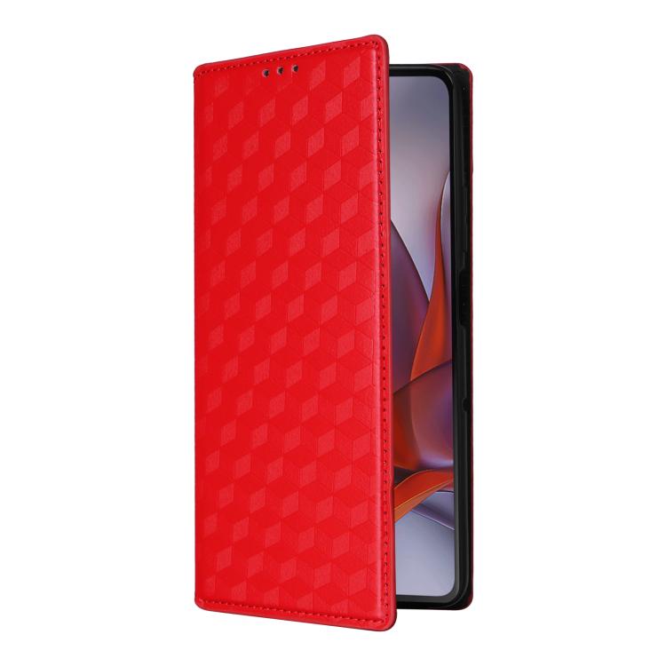 For Motorola Moto G75 5G Cubic Grid Texture Flip Leather Phone Case