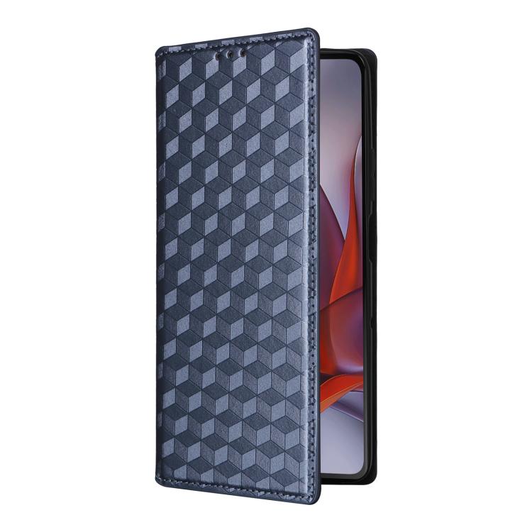 For Motorola Moto G75 5G Cubic Grid Texture Flip Leather Phone Case