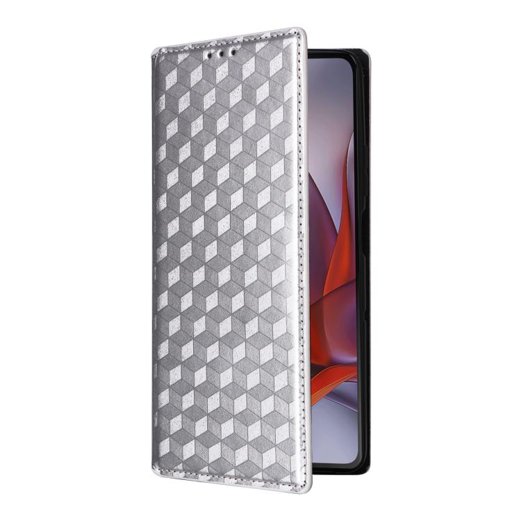 For Motorola Moto G75 5G Cubic Grid Texture Flip Leather Phone Case
