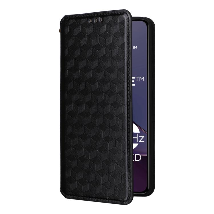 For Motorola Moto G84 5G Cubic Grid Texture Flip Leather Phone Case