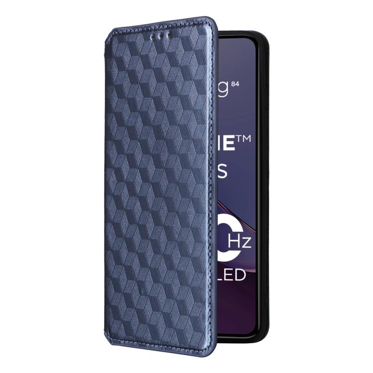 For Motorola Moto G84 5G Cubic Grid Texture Flip Leather Phone Case