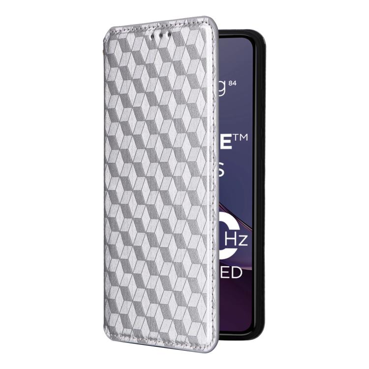 For Motorola Moto G84 5G Cubic Grid Texture Flip Leather Phone Case