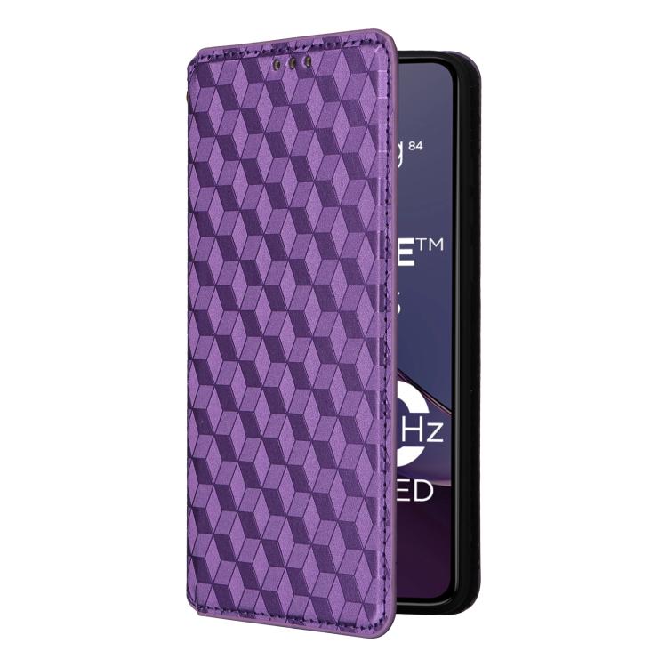For Motorola Moto G84 5G Cubic Grid Texture Flip Leather Phone Case