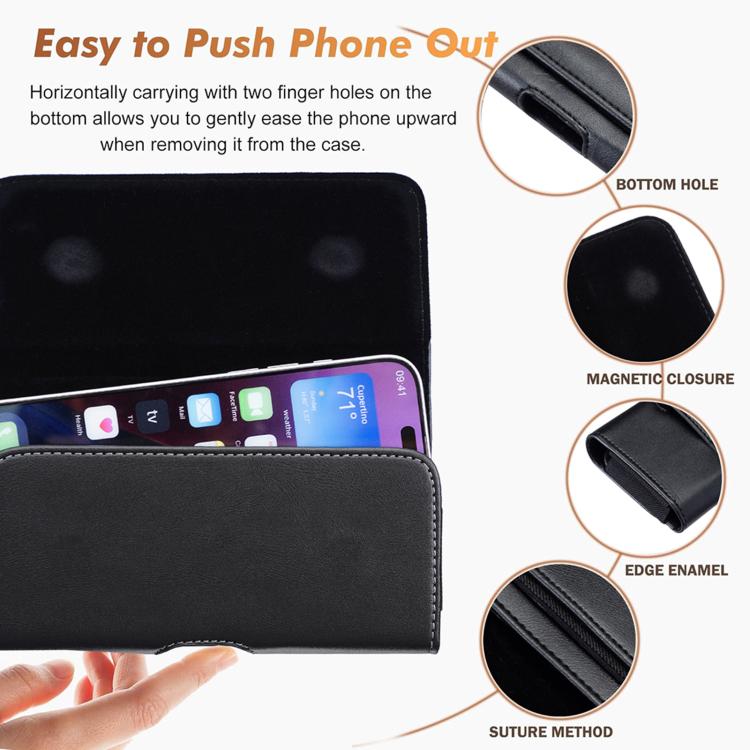 For 7 inch Universal Horizontal Outdoor Phone Waist Bag - Black