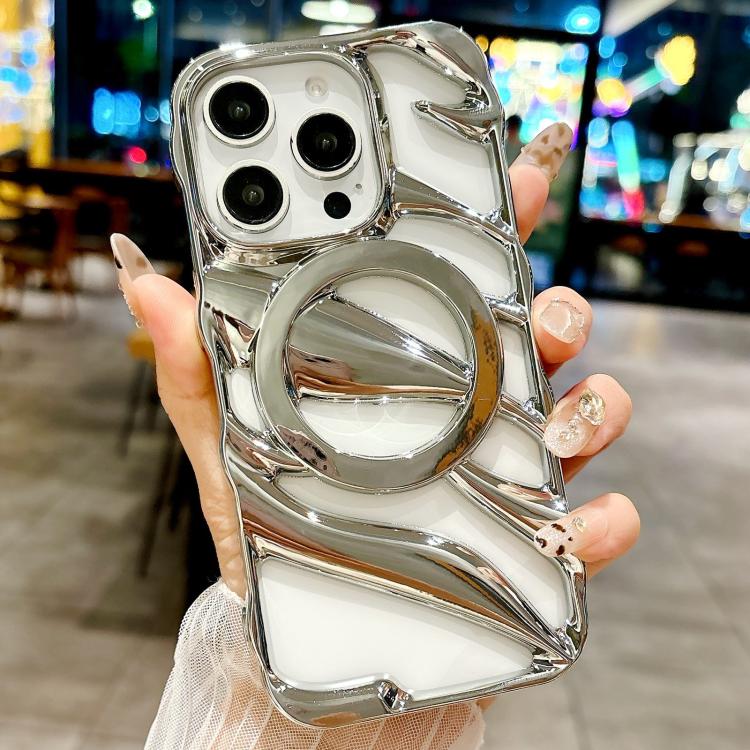 For iPhone 15 Pro Max Cooling Hollow Electroplating TPU MagSafe Phone Case