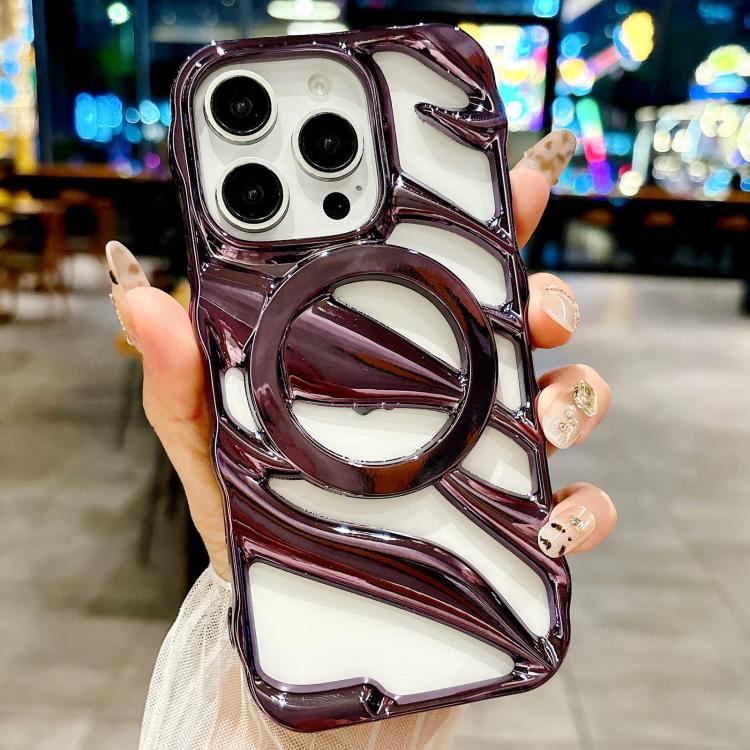 For iPhone 15 Pro Cooling Hollow Electroplating TPU MagSafe Phone Case