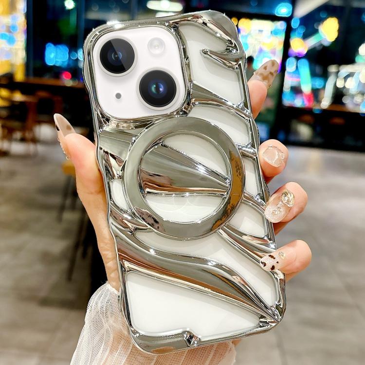 For iPhone 15 Cooling Hollow Electroplating TPU MagSafe Phone Case
