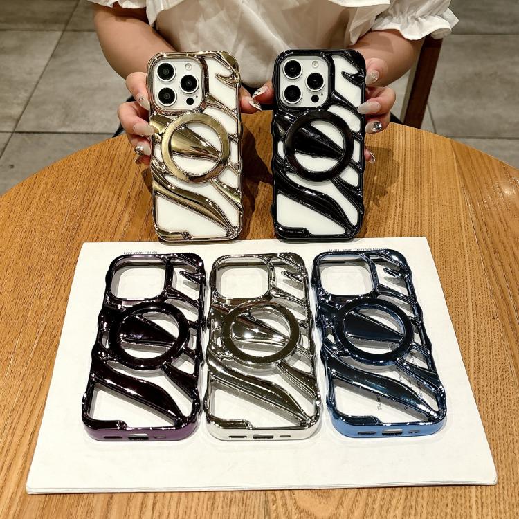 For iPhone 12 Pro Max Cooling Hollow Electroplating TPU MagSafe Phone Case