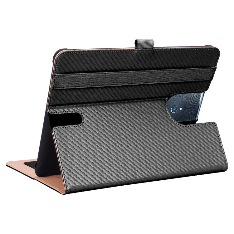 For BBK S5 Pro 11 inch (2020) Carbon Fiber Texture Horizontal Flip Leather Case with Holder & Card Slot & Hand Strap