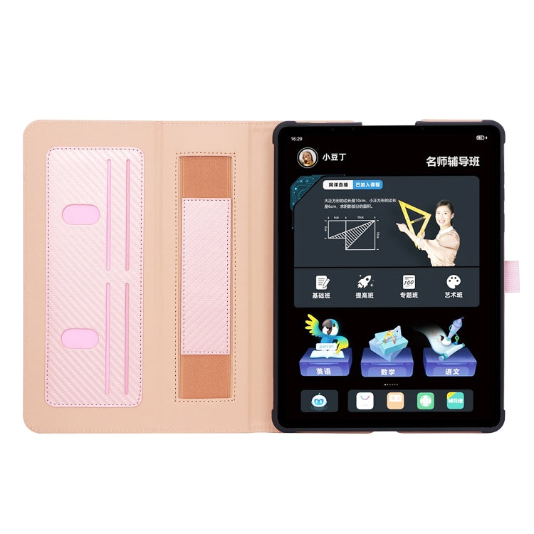 For BBK S5 Pro 11 inch (2020) Carbon Fiber Texture Horizontal Flip Leather Case with Holder & Card Slot & Hand Strap