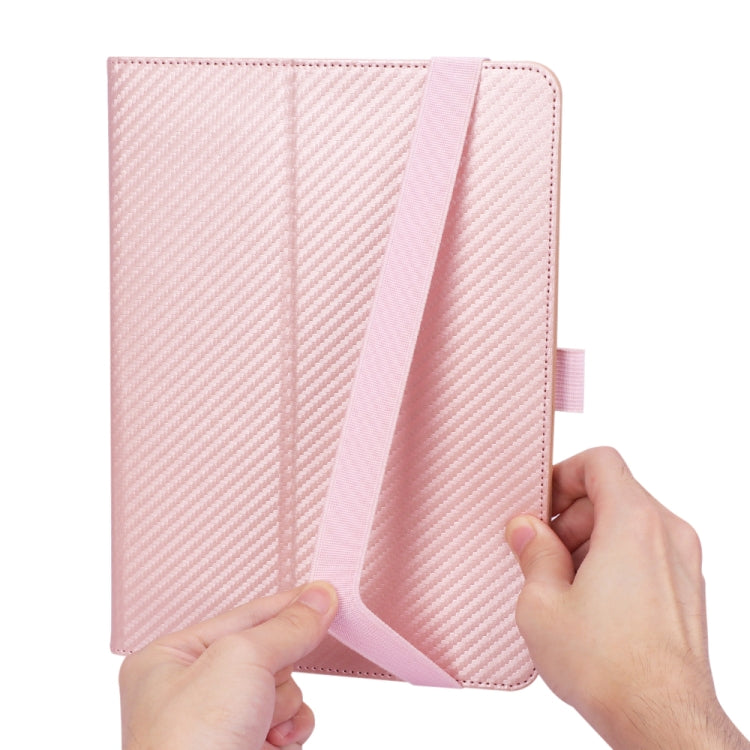 For BBK S5 Pro 11 inch (2020) Carbon Fiber Texture Horizontal Flip Leather Case with Holder & Card Slot & Hand Strap