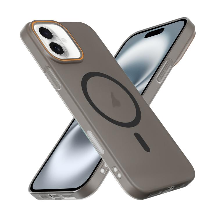 For iPhone 16 Translucent Frosted Skin PC MagSafe Phone Case