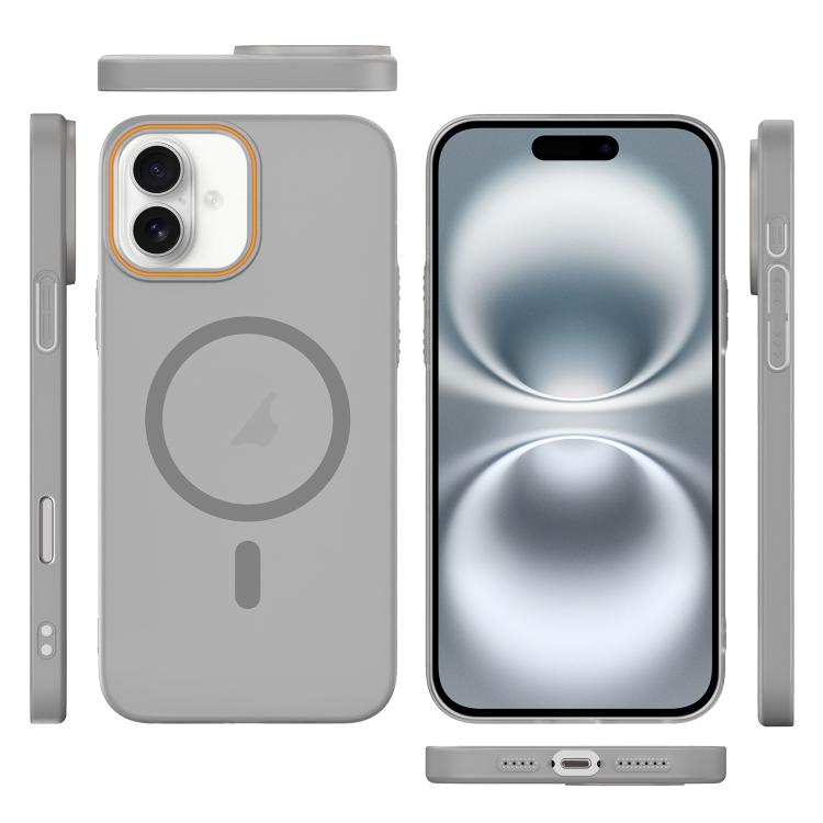 For iPhone 16 Translucent Frosted Skin PC MagSafe Phone Case