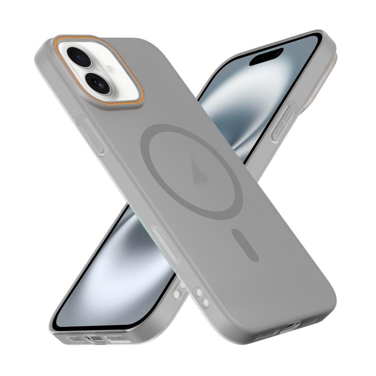 For iPhone 16 Translucent Frosted Skin PC MagSafe Phone Case