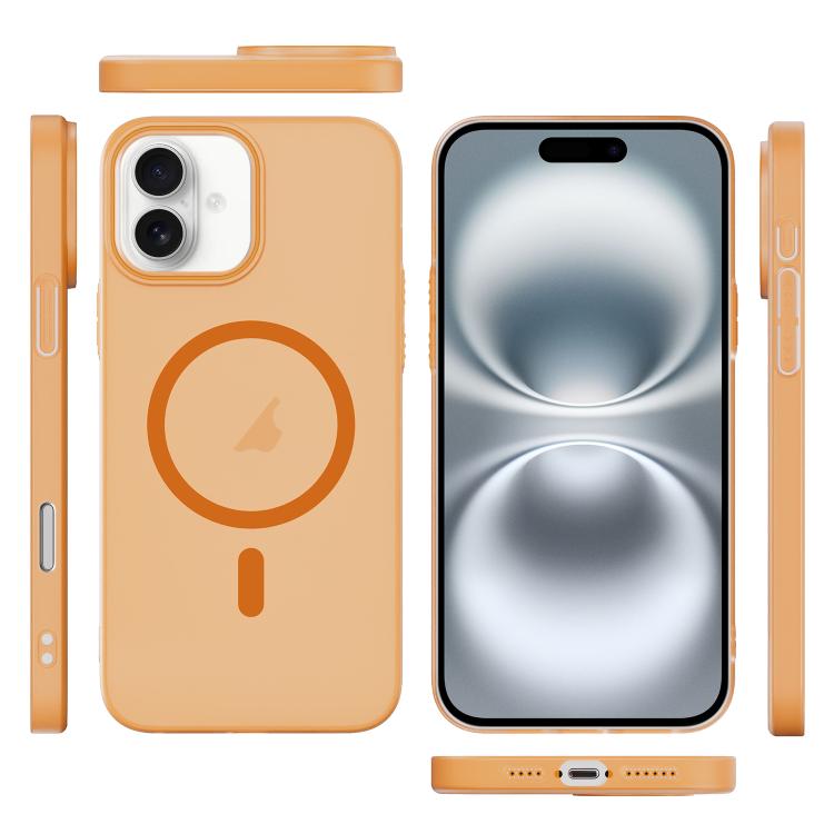 For iPhone 16 Translucent Frosted Skin PC MagSafe Phone Case
