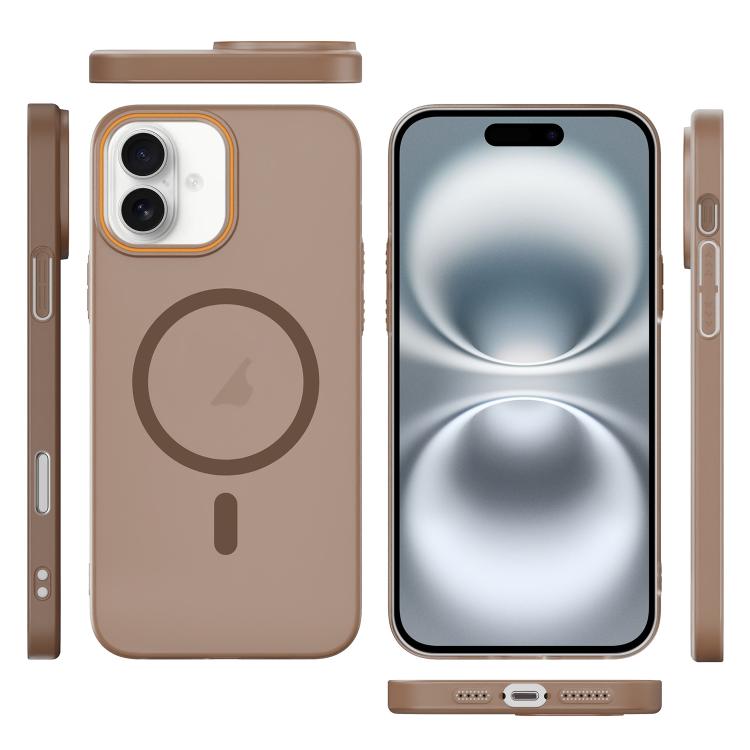 For iPhone 16 Translucent Frosted Skin PC MagSafe Phone Case