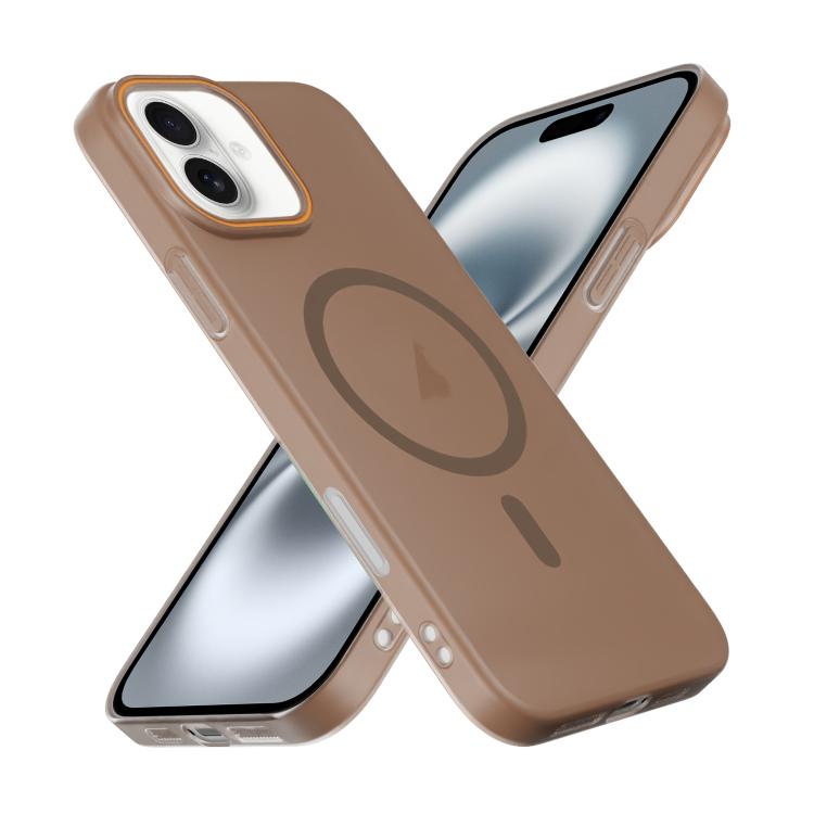 For iPhone 16 Translucent Frosted Skin PC MagSafe Phone Case