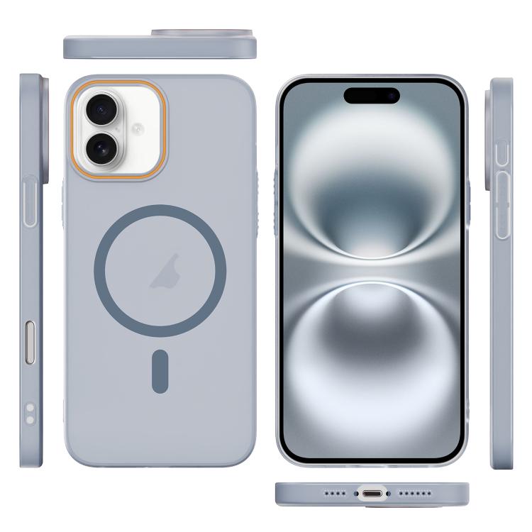 For iPhone 16 Translucent Frosted Skin PC MagSafe Phone Case