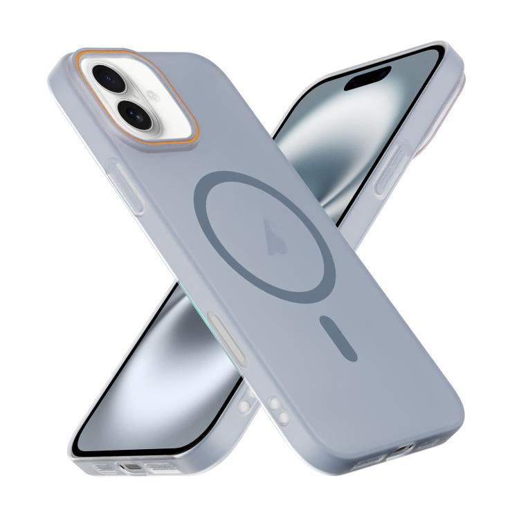 For iPhone 16 Translucent Frosted Skin PC MagSafe Phone Case