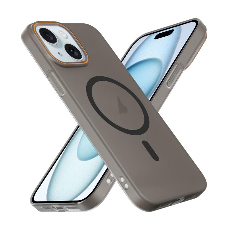 For iPhone 15 Plus Translucent Frosted Skin PC MagSafe Phone Case