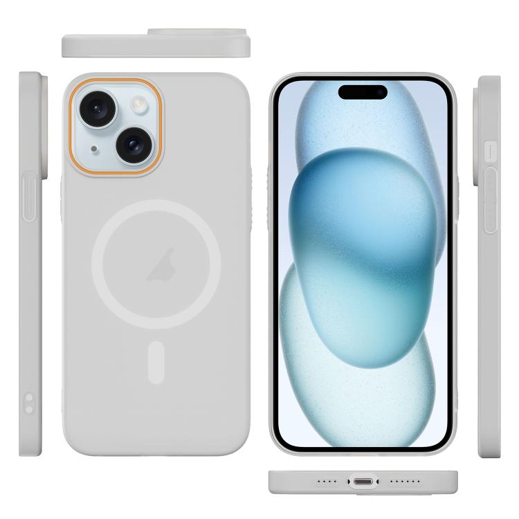 For iPhone 15 Plus Translucent Frosted Skin PC MagSafe Phone Case