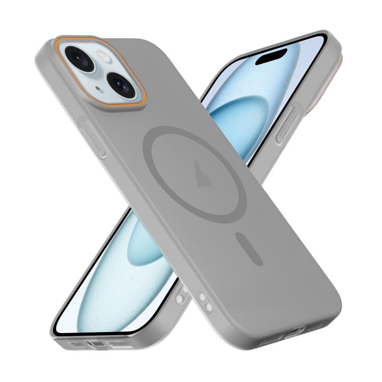 For iPhone 15 Translucent Frosted Skin PC MagSafe Phone Case