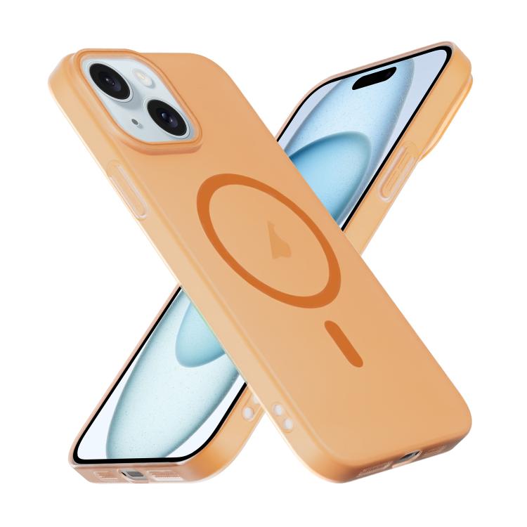 For iPhone 15 Translucent Frosted Skin PC MagSafe Phone Case