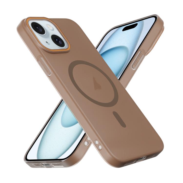 For iPhone 15 Translucent Frosted Skin PC MagSafe Phone Case