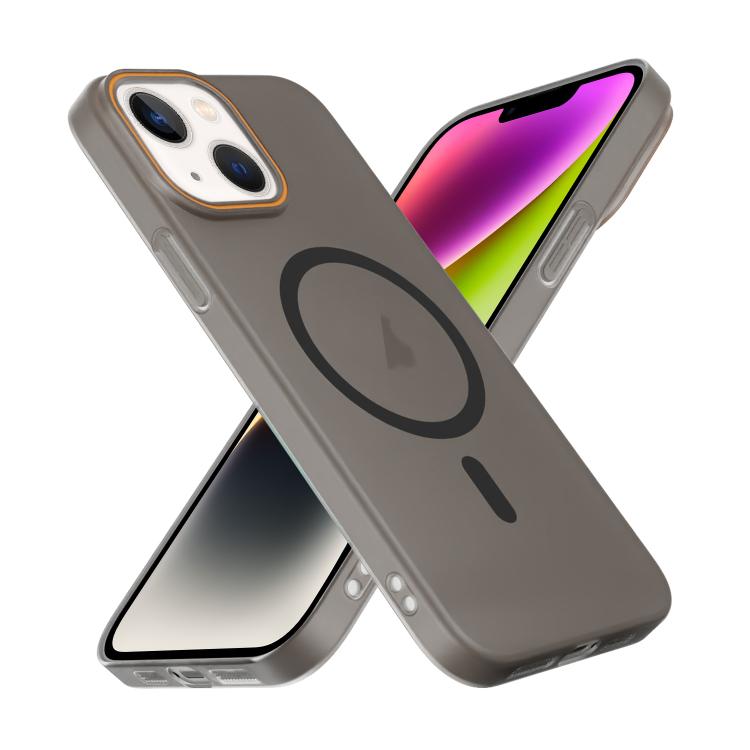 For iPhone 14 Plus Translucent Frosted Skin PC MagSafe Phone Case