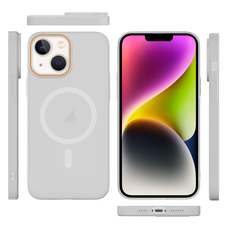 For iPhone 14 Plus Translucent Frosted Skin PC MagSafe Phone Case