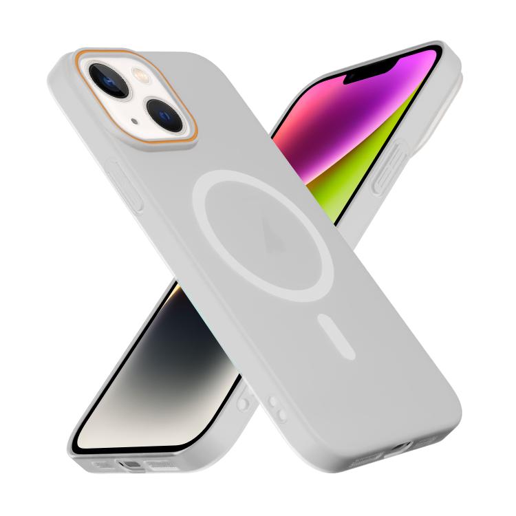 For iPhone 14 Plus Translucent Frosted Skin PC MagSafe Phone Case