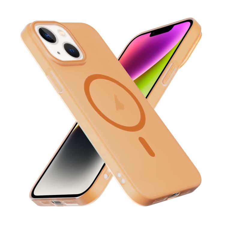 For iPhone 14 Plus Translucent Frosted Skin PC MagSafe Phone Case