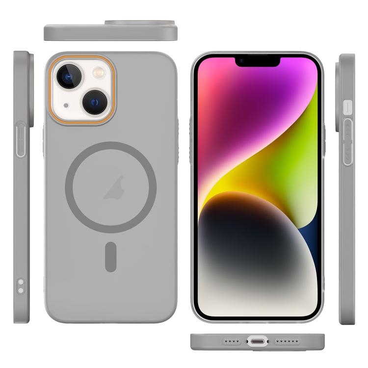 For iPhone 14 Translucent Frosted Skin PC MagSafe Phone Case