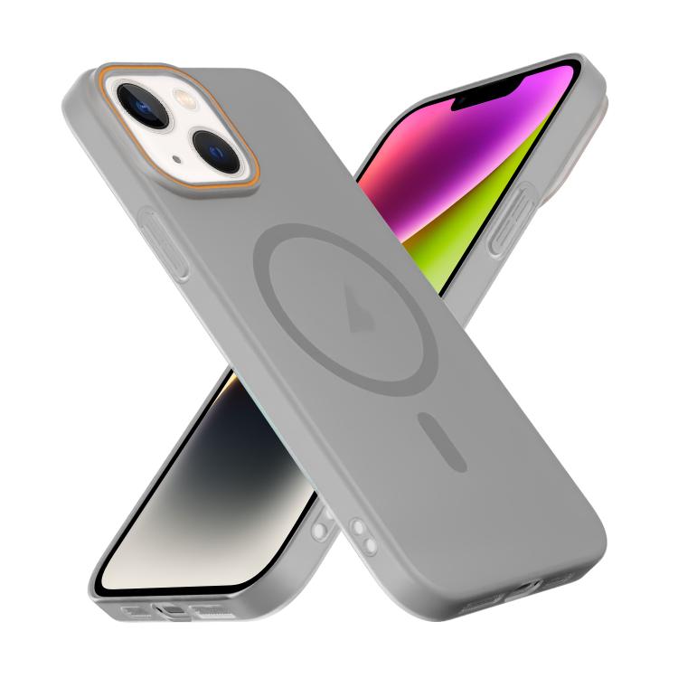 For iPhone 14 Translucent Frosted Skin PC MagSafe Phone Case