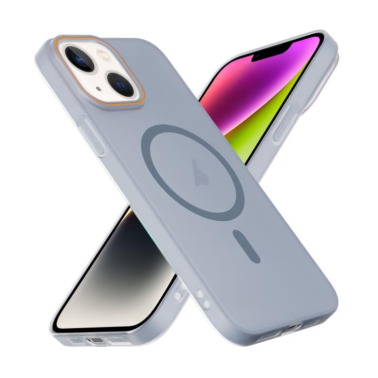 For iPhone 14 Translucent Frosted Skin PC MagSafe Phone Case