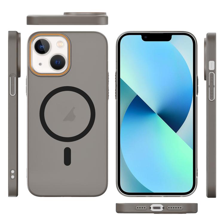 For iPhone 13 Translucent Frosted Skin PC MagSafe Phone Case