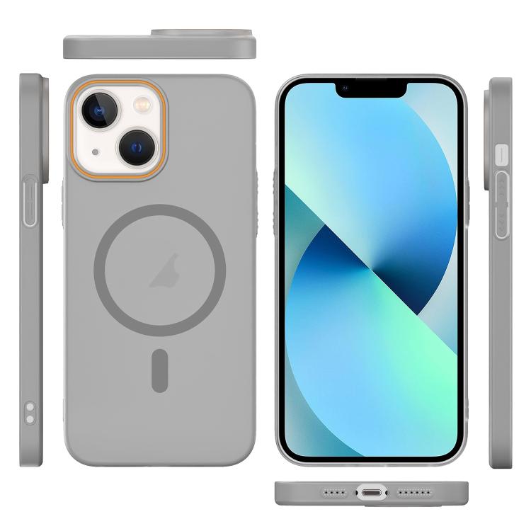 For iPhone 13 Translucent Frosted Skin PC MagSafe Phone Case