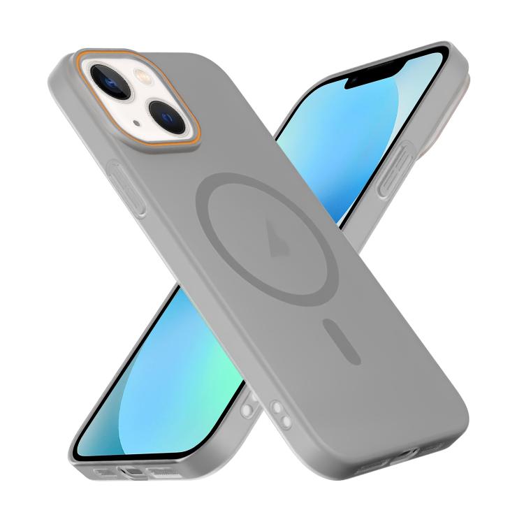 For iPhone 13 Translucent Frosted Skin PC MagSafe Phone Case