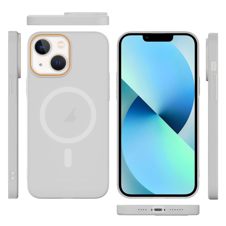 For iPhone 13 Translucent Frosted Skin PC MagSafe Phone Case