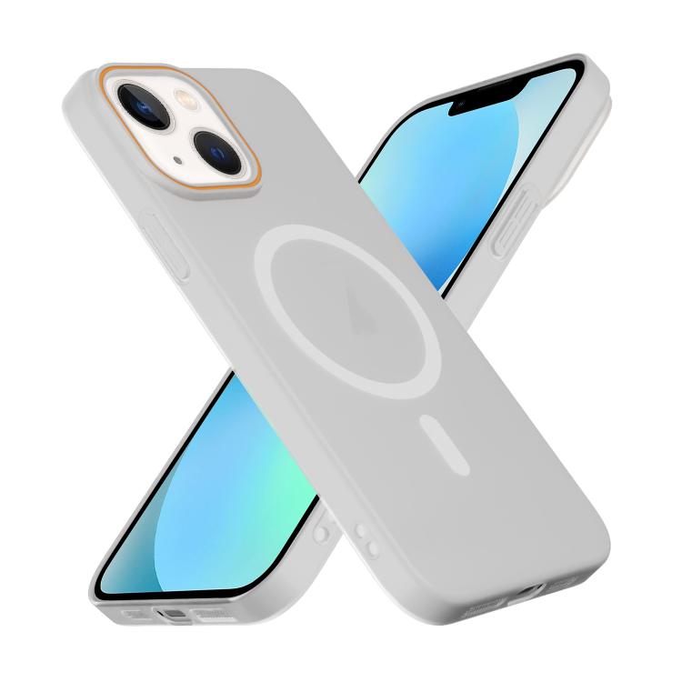 For iPhone 13 Translucent Frosted Skin PC MagSafe Phone Case