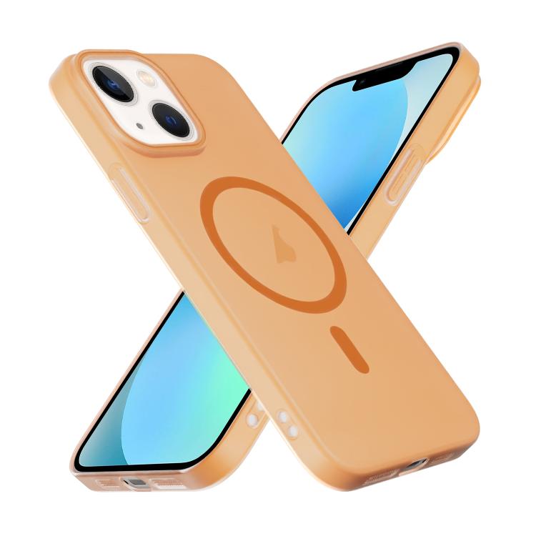 For iPhone 13 Translucent Frosted Skin PC MagSafe Phone Case