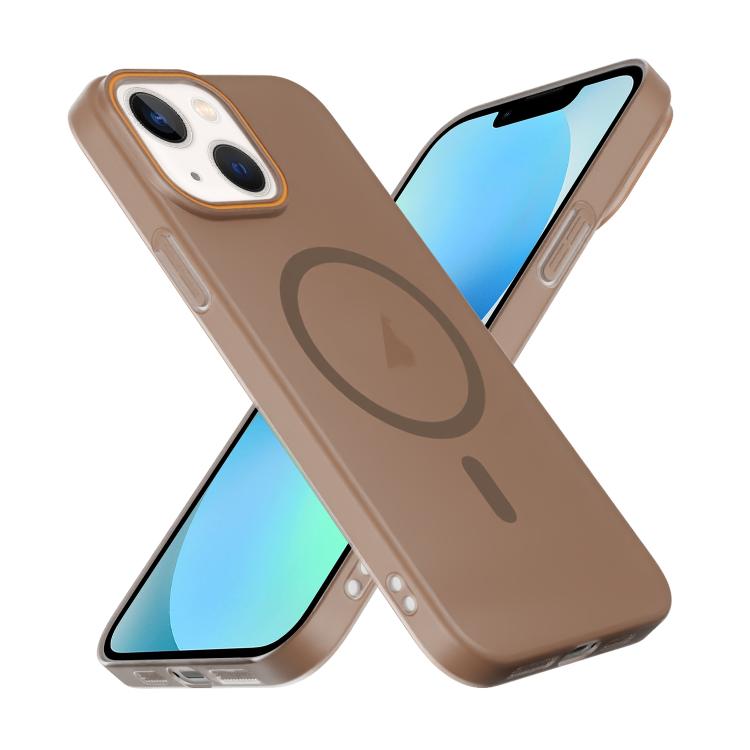 For iPhone 13 Translucent Frosted Skin PC MagSafe Phone Case
