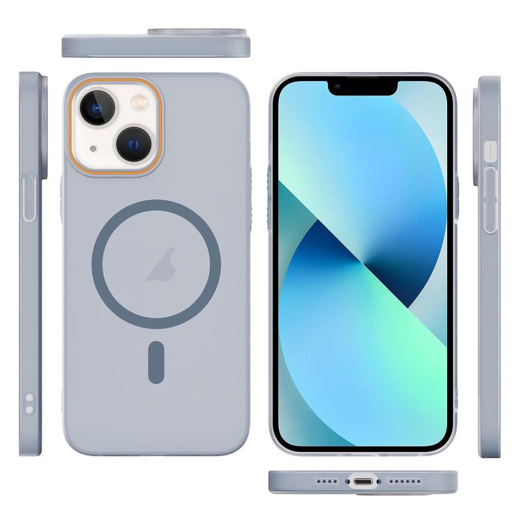 For iPhone 13 Translucent Frosted Skin PC MagSafe Phone Case