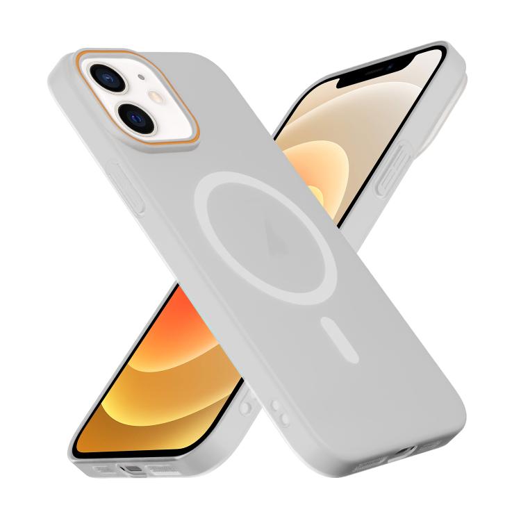 For iPhone 12 Translucent Frosted Skin PC MagSafe Phone Case